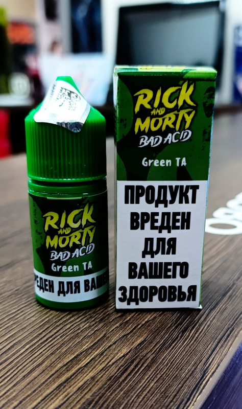 Жидкость для ЭСК RICK AND MORTY BAD ACID SLT - Green TA (Зеленый Чай Лемонграсс) (15 ± 3 мг/мл)