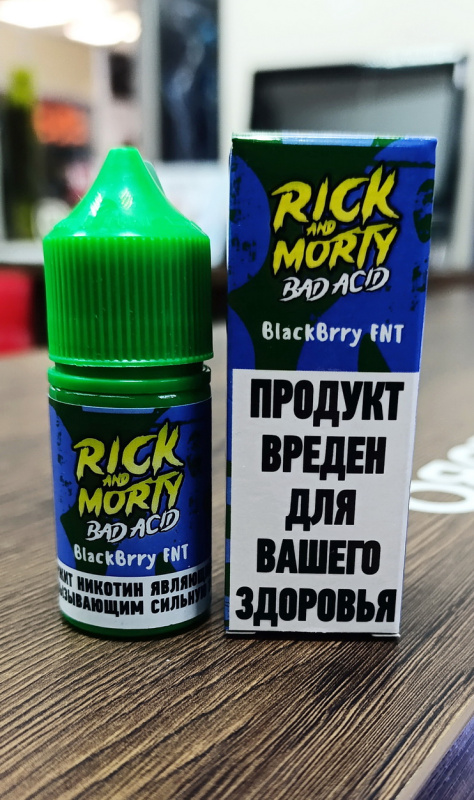 Жидкость для ЭСК RICK AND MORTY BAD ACID SLT - BlackBrry FNT (Чернично-Ежевичная Фанта) (15 ± 3 мг/мл)